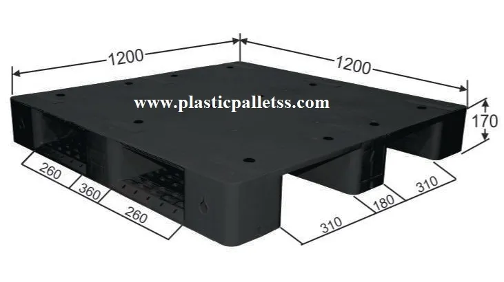FPE1212S - Export Pallets plastic pallet size 1200 mm x 1200 mm x 170 mm export-ready, durable, suitable for UAE logistics