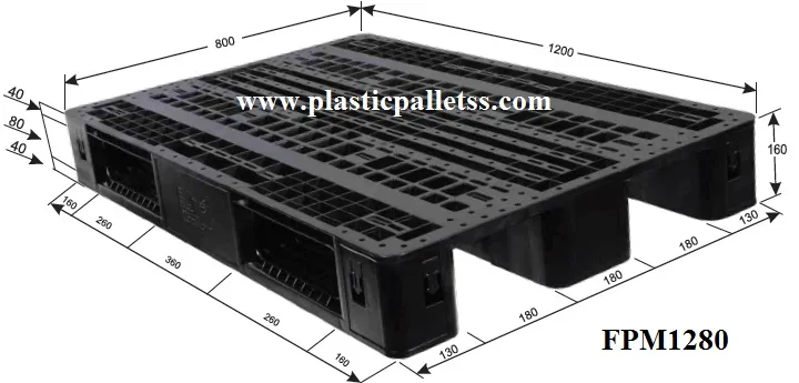 FPM1280 - Warehouse Pallets plastic pallet size 1200mm x 800mm x 160mm export-ready, durable, suitable for UAE logistics